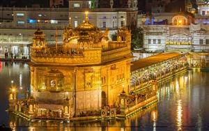 Beautiful view of The Golden Temple in Amritsar, Punjab, India